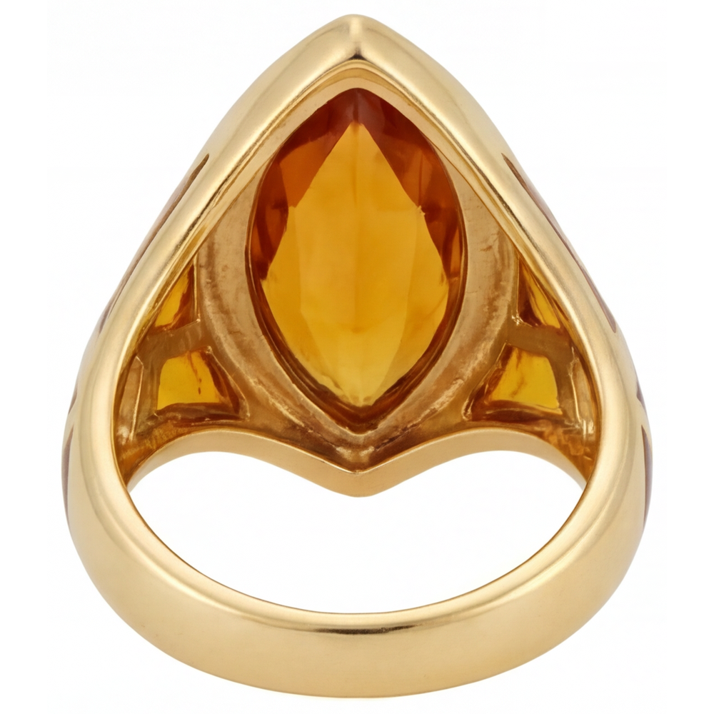 Citrine Dorée Bague Pierre Précieuse 11 carats Or Jaune 14 Carats – vue de dessus