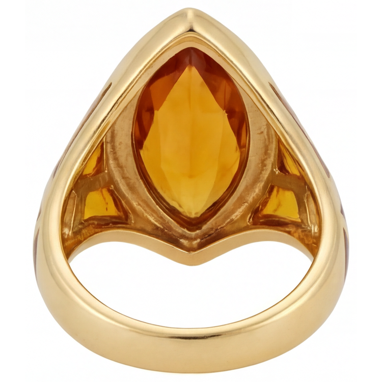 Citrine Dorée Bague Pierre Précieuse 11 carats Or Jaune 14 Carats – vue de dessus