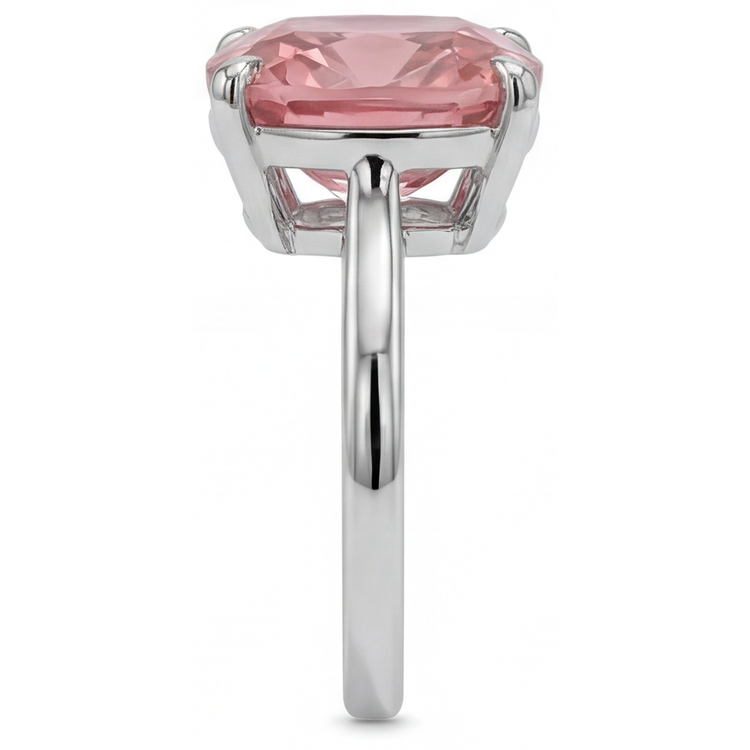 Bague de Fiançailles Solitaire Cathédrale en Or Blanc 14K avec Véritable Saphir Padparadscha Pêche Taille Coussin 3 Carats