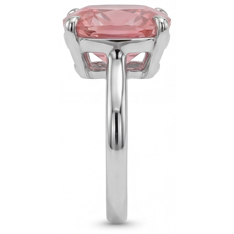 Bague de Fiançailles Solitaire Saphir Padparadscha Naturel 3 Carats Taille Coussin en Or Blanc 14 Carats