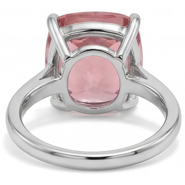 Bague de Fiançailles Solitaire Cathédrale en Or Blanc 14K avec Véritable Saphir Padparadscha Pêche Taille Coussin 3 Carats