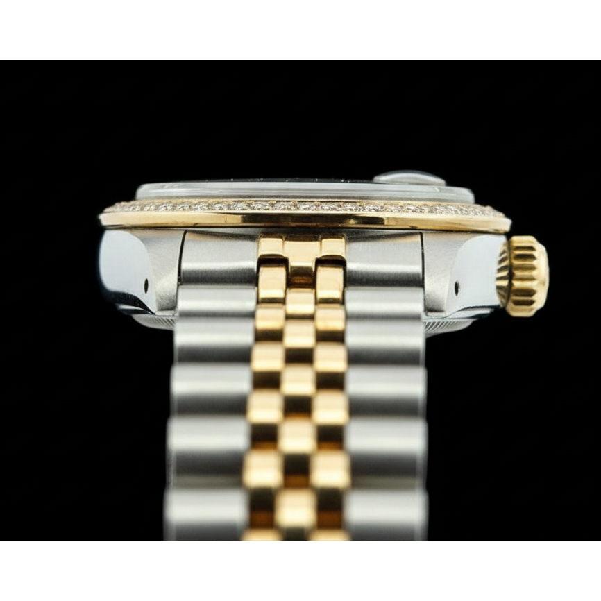dame bâton de champagne cadran Rolex acier inoxydable et bracelet jubilé en or