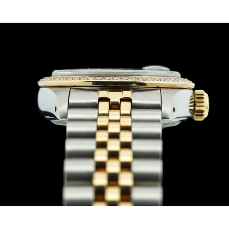 dame bâton de champagne cadran Rolex acier inoxydable et bracelet jubilé en or