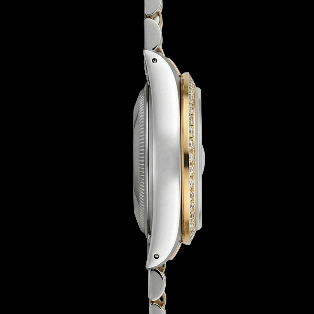 dame bâton de champagne cadran Rolex acier inoxydable et bracelet jubilé en or