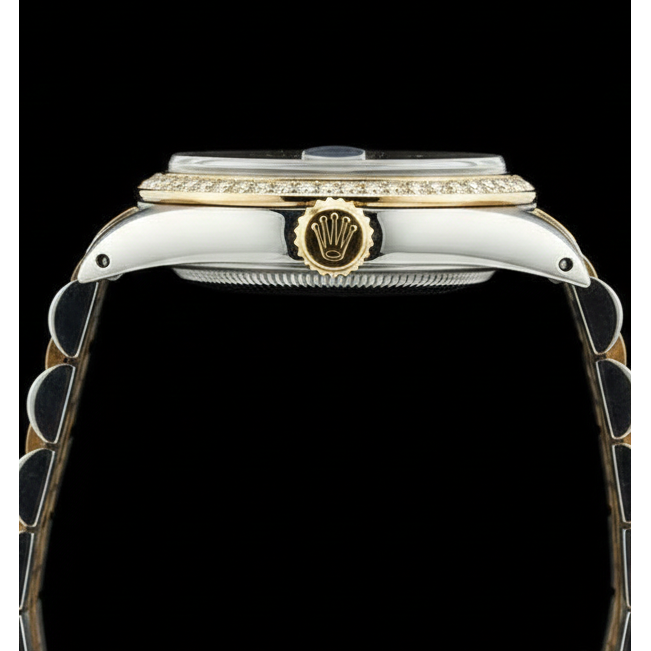 dame bâton de champagne cadran Rolex acier inoxydable et bracelet jubilé en or