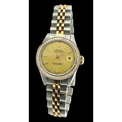dame bâton de champagne cadran Rolex acier inoxydable et bracelet jubilé en or