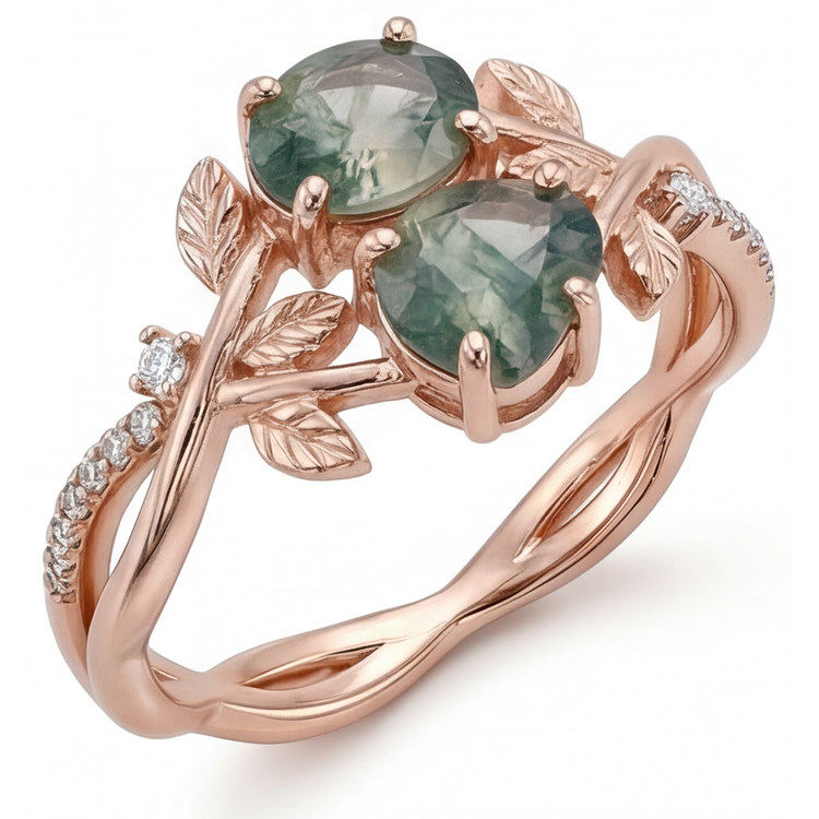 Dendritic Agate Bague avec Gemme – vue de côté
