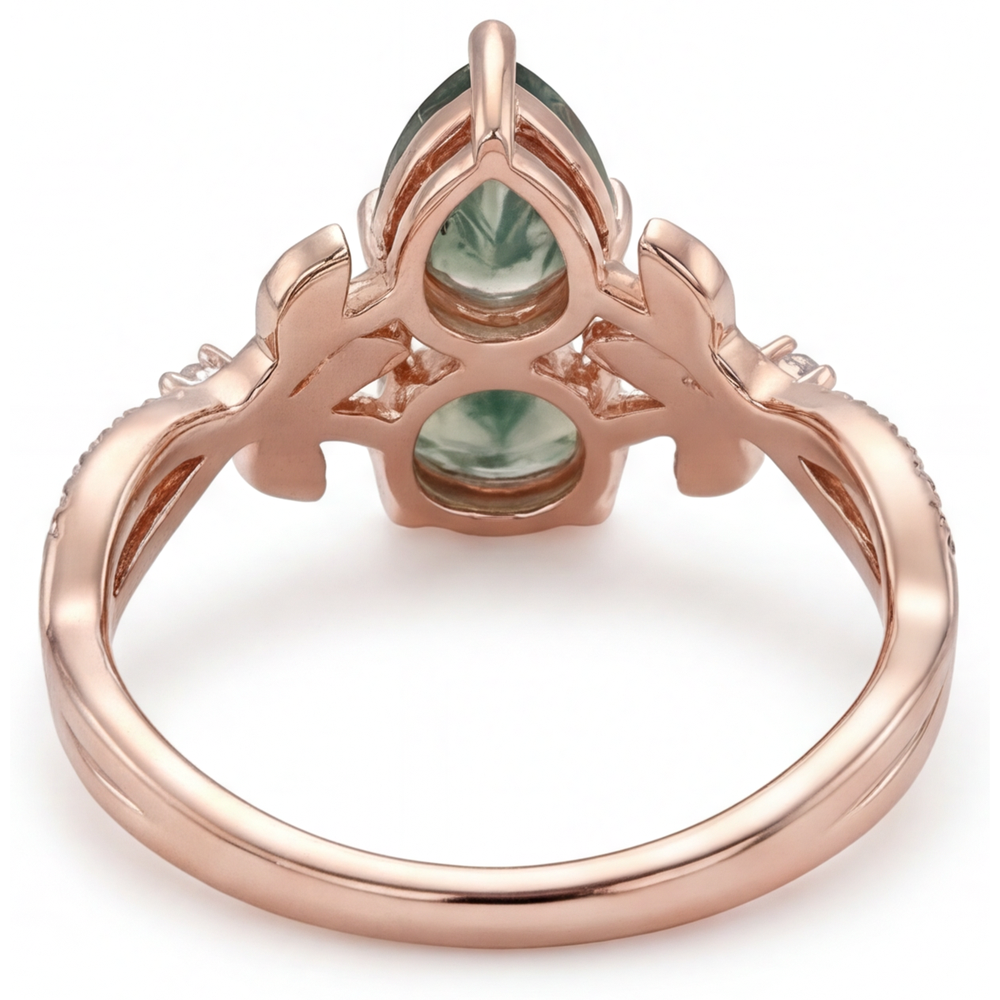 Bague avec Gemme Or Rose 14 Carats avec Dendritic Agate – vue de dessus