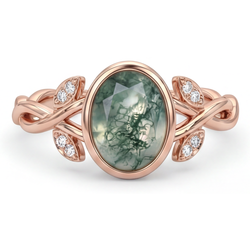 Bague avec Gemme Or Rose 14 Carats avec Dendritic Agate – 2,75