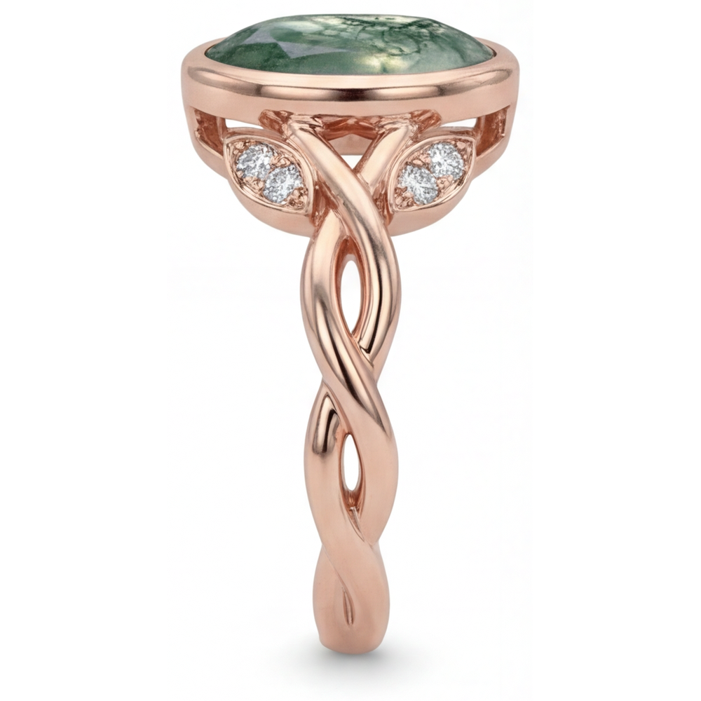 Artisanal Dendritic Agate Bague avec Gemme 2,75 carats – vue de profil