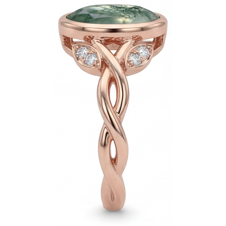 Artisanal Dendritic Agate Bague avec Gemme 2,75 carats – vue de profil