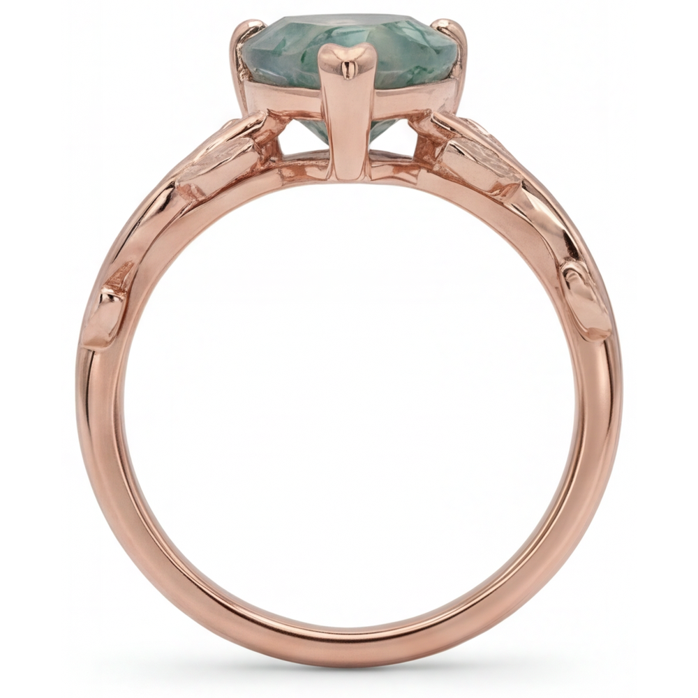 Dendritic Agate Bague avec Gemme 2-carats Or Rose 14 Carats – vue de profil