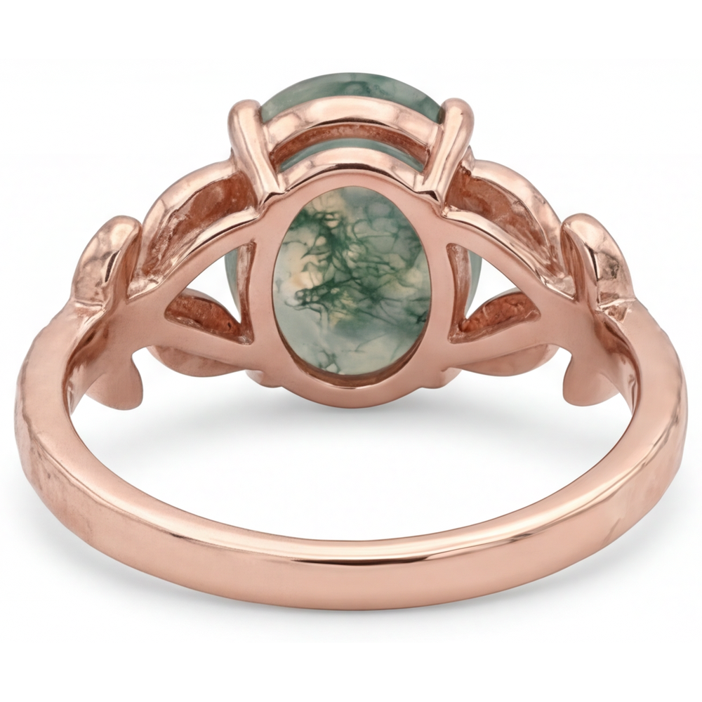 Ovale Dendritic Agate bague en Or Rose 14 Carats – vue de profil