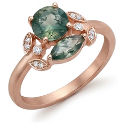 Or Rose 14 Carats Pureté VVS Dendritic Agate Bague Pierre