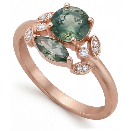 Bague Pierre Précieuse Or Rose 14 Carats avec Dendritic Agate – vue de face