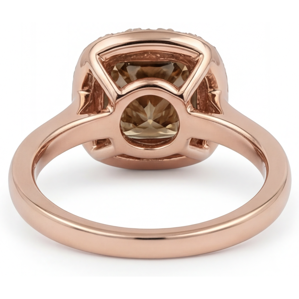 Diamant Coussin Bague Halo en Or 14K Rose – vue de dessus