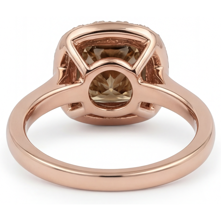 Diamant Coussin Bague Halo en Or 14K Rose – vue de dessus