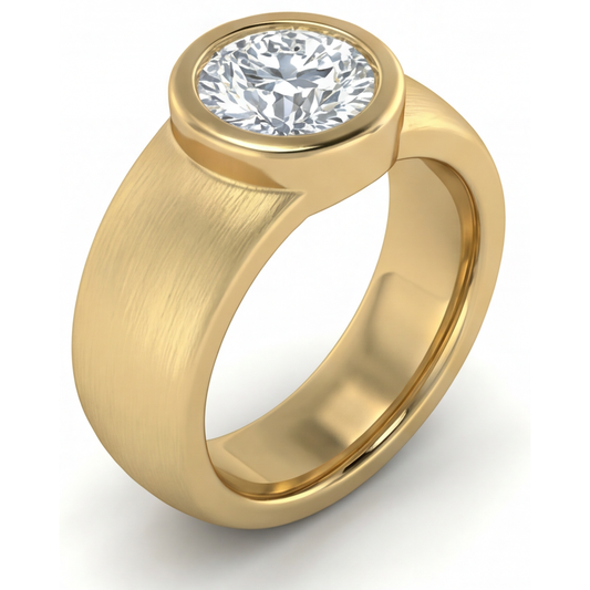 Bague Homme Or Jaune 14 Carats avec Diamant – vue de face