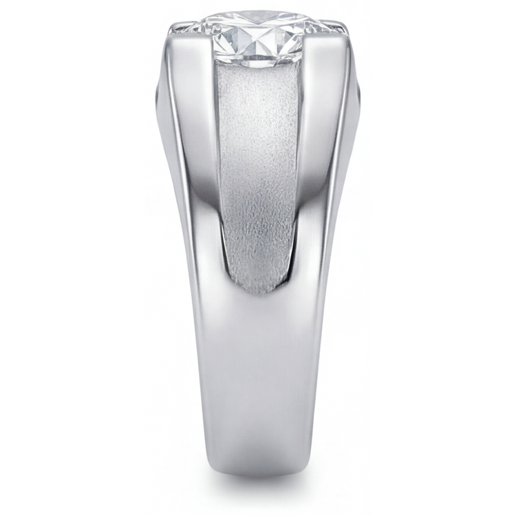 Taille Ronde Diamant bague en Or Blanc 14 Carats – vue de profil