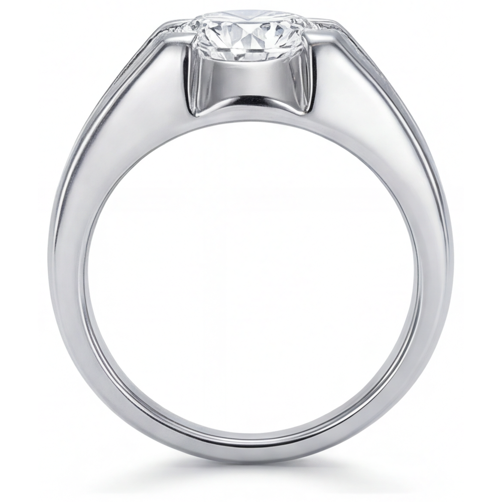 Taille Ronde Diamant bague en Or Blanc 14 Carats – vue de dessus