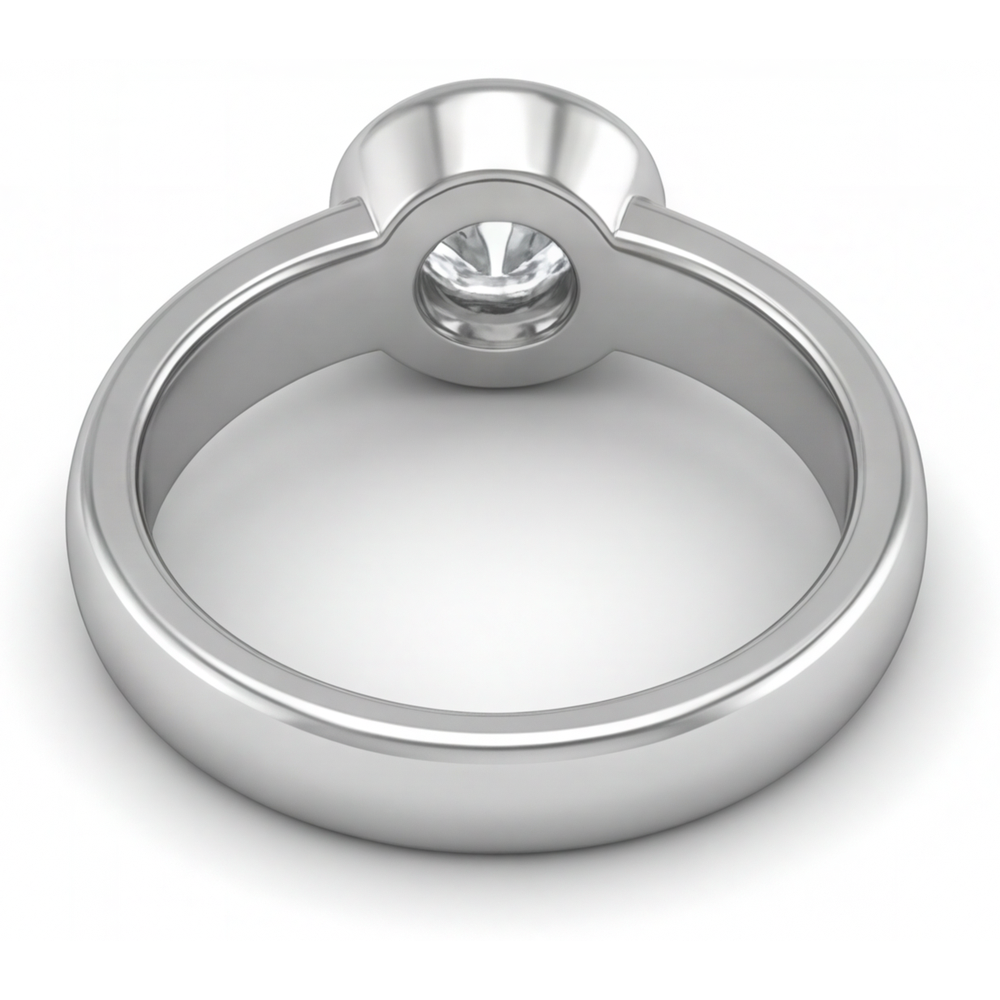 Taille Brillant Diamant bague en Or Blanc 14 Carats – vue de dessus