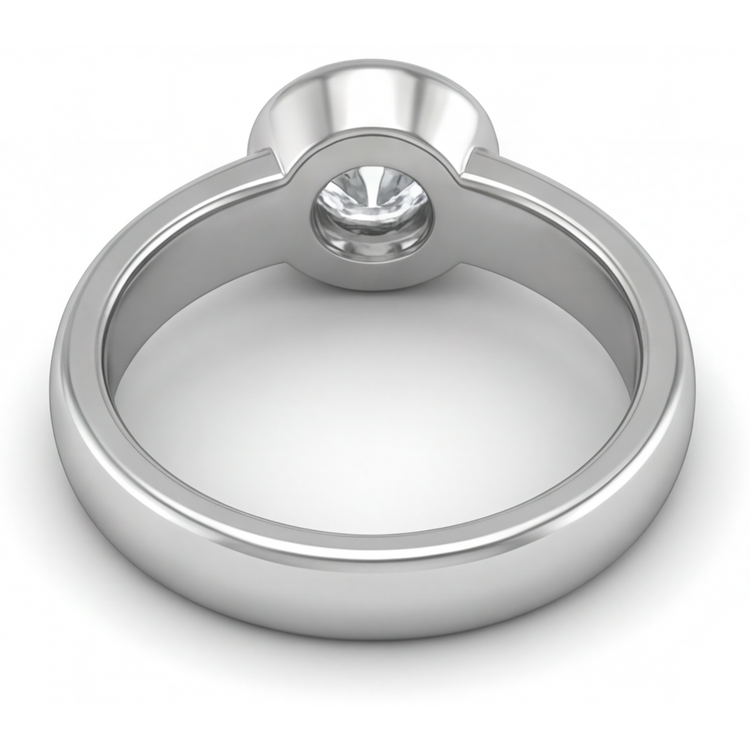 Taille Brillant Diamant bague en Or Blanc 14 Carats – vue de dessus