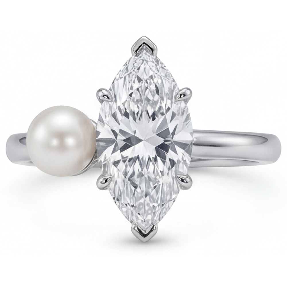 Diamant Bague Mono-Pierre 2,5-carats Or Blanc 14 Carats – vue principale