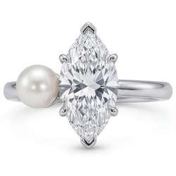 Marquise Diamant Bague Mono-Pierre – 2,5 carats en Or Blanc 14
