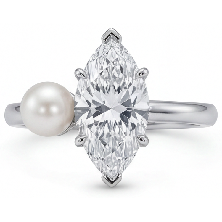 Diamant Bague Mono-Pierre 2,5-carats Or Blanc 14 Carats – vue principale