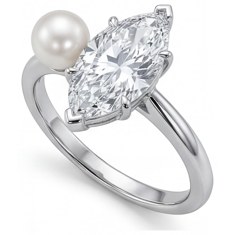 Diamant Bague Mono-Pierre 2,5-carats Or Blanc 14 Carats – vue de côté
