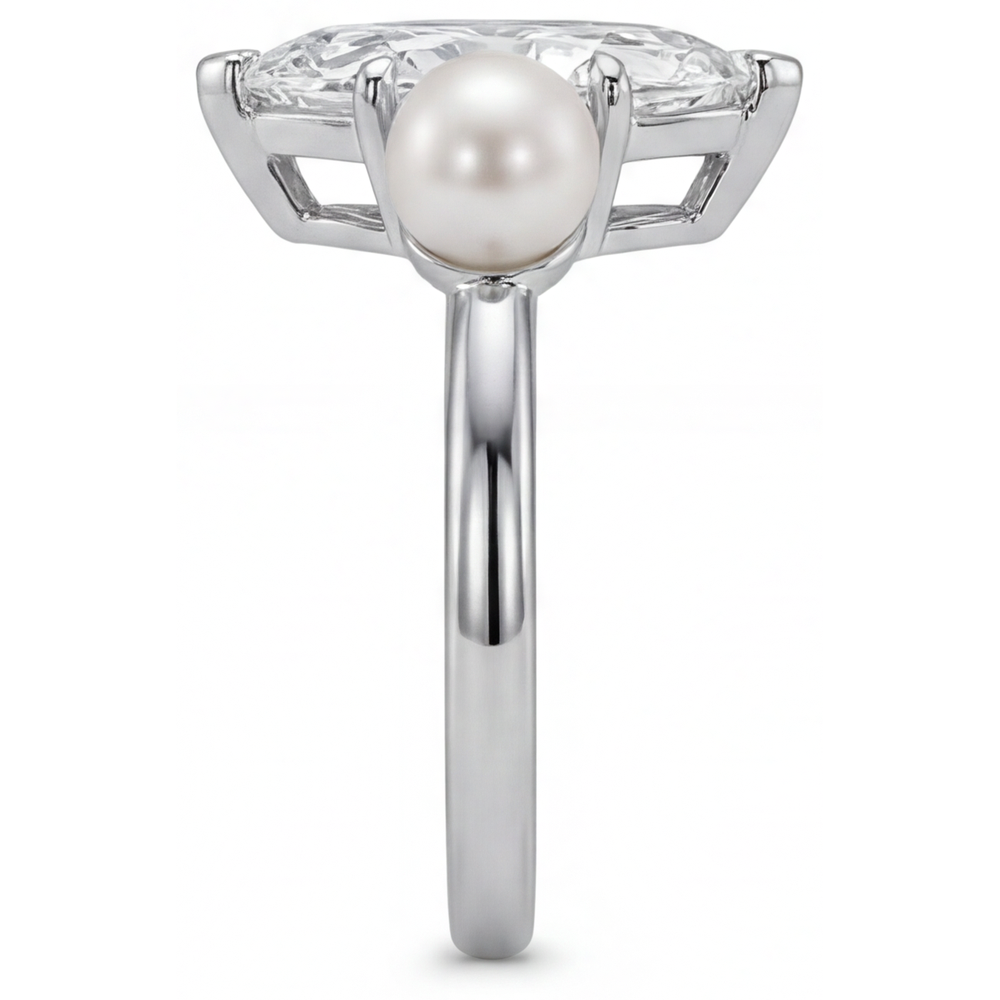 Marquise Diamant bague en Or Blanc 14 Carats – vue d'angle