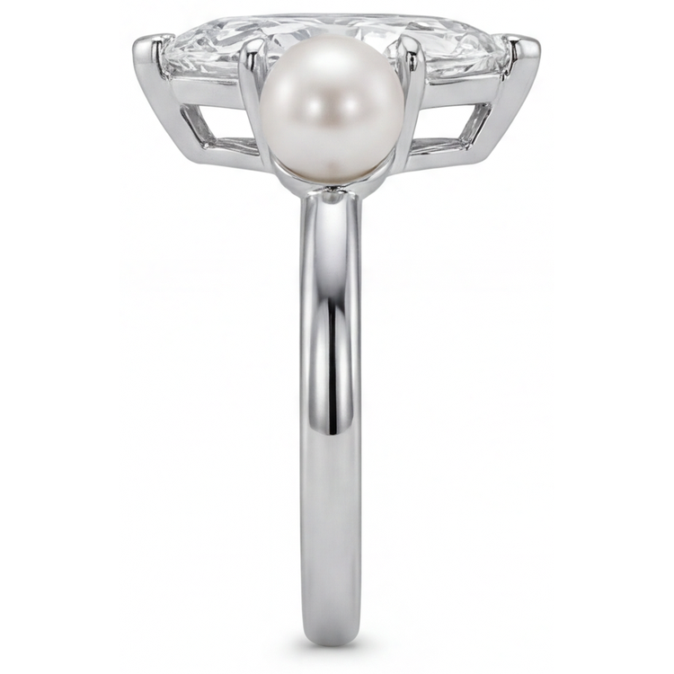 Marquise Diamant bague en Or Blanc 14 Carats – vue d'angle