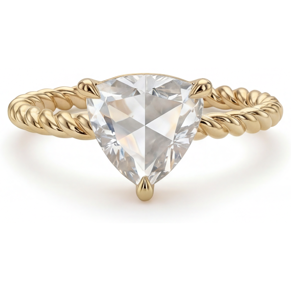 Bague Mono-Pierre Or Jaune 14 Carats avec Diamant – vue principale
