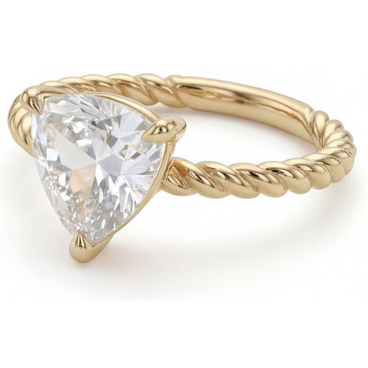 Diamant Bague Mono-Pierre 2,50-carats Or Jaune 14 Carats – vue de face