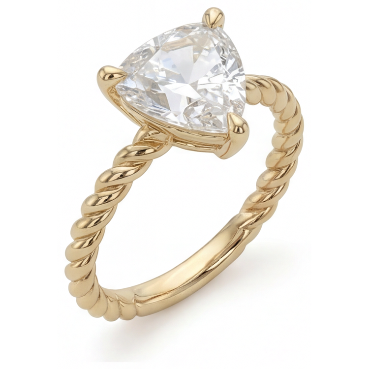 Bague Mono-Pierre Or Jaune 14 Carats avec Diamant – vue de côté