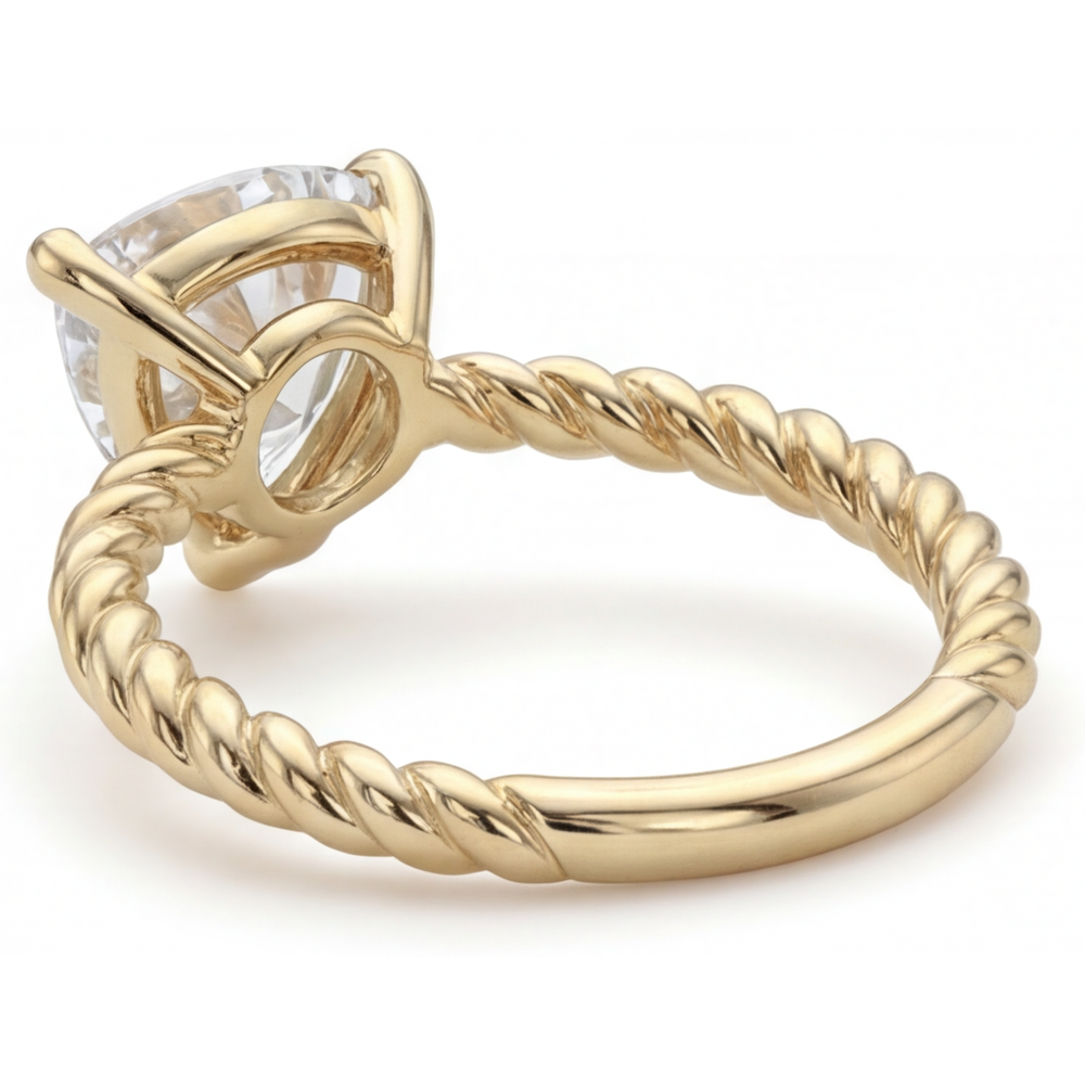 Diamant Taille Trillion Bague Mono-Pierre en Or Jaune 14 Carats – vue de dessus
