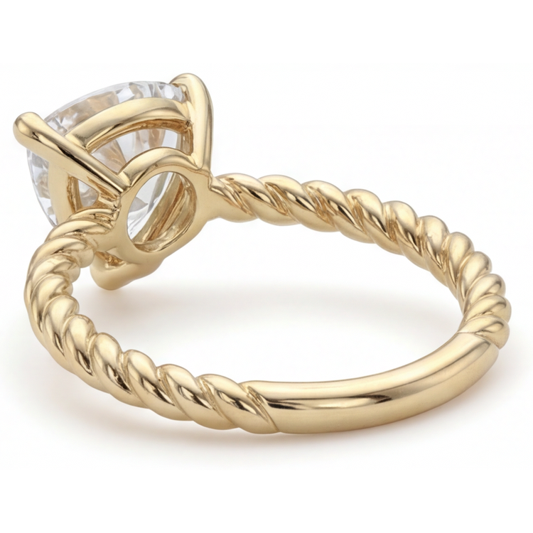 Diamant Taille Trillion Bague Mono-Pierre en Or Jaune 14 Carats – vue de dessus