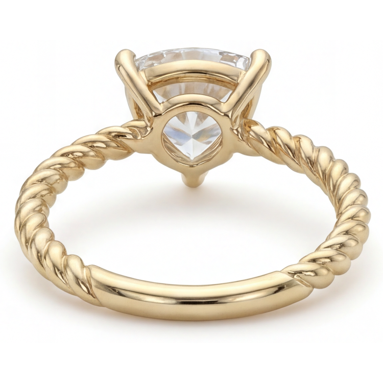 Taille Trillion Diamant bague en Or Jaune 14 Carats – vue arrière