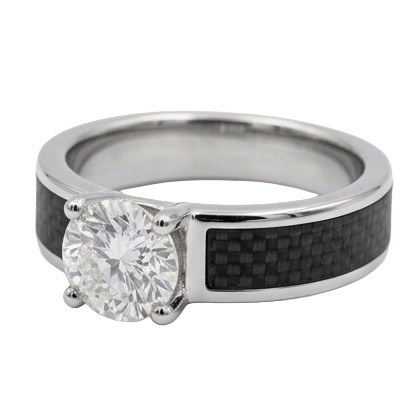 Diamant Taille Ronde Bague pour Homme en Or Bicolore 14 Carats – vue de face