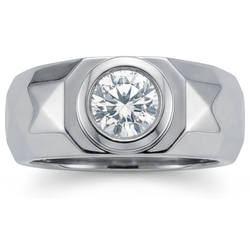 Or Blanc 14 Carats Diamant Bague pour Homme – 1,50-carats Taille