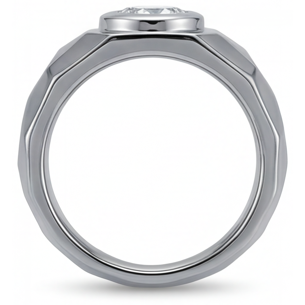 Diamant Bague pour Homme 1,50-carats Or Blanc 14 Carats – vue d'angle