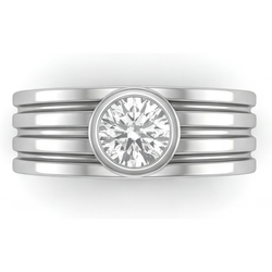 Bague pour Homme Or Blanc 14 Carats avec Diamant – 1,50 carats