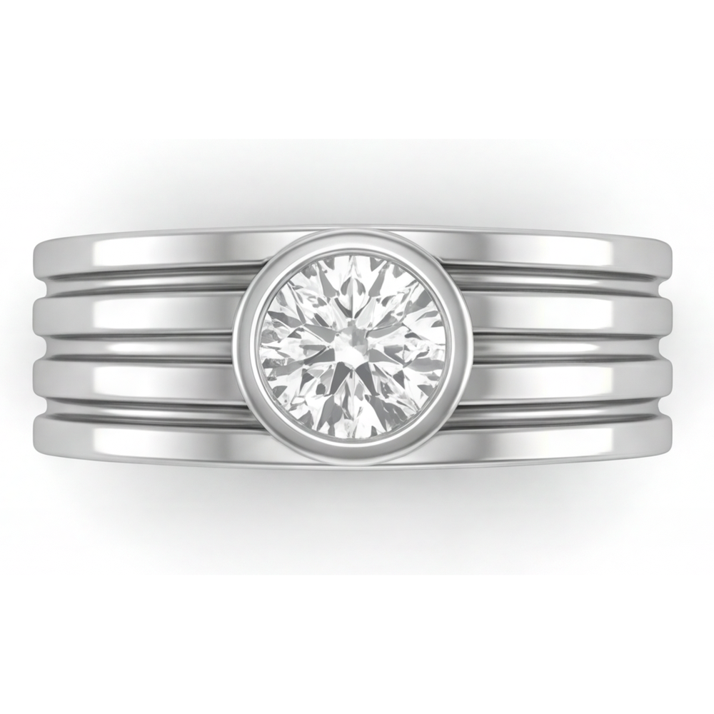 Bague pour Homme Or Blanc 14 Carats avec Diamant – vue principale