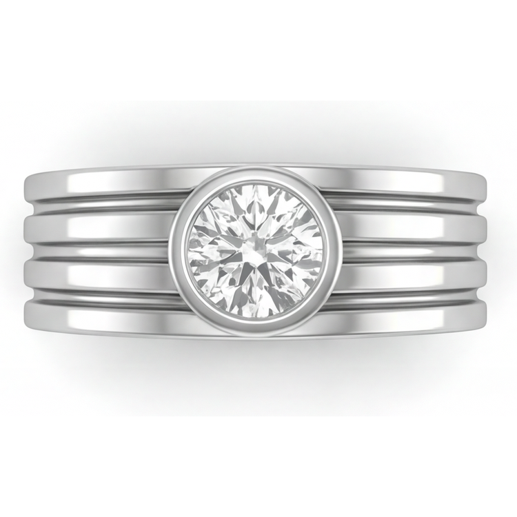 Bague pour Homme Or Blanc 14 Carats avec Diamant – vue principale