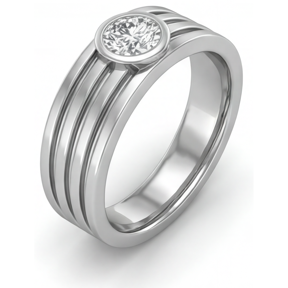 Taille Brillant Diamant bague en Or Blanc 14 Carats – vue d'angle