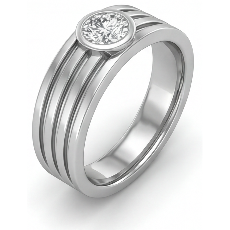 Taille Brillant Diamant bague en Or Blanc 14 Carats – vue d'angle