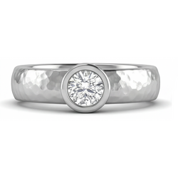 Taille Ronde Diamant Bague pour Homme en Or Blanc 14 Carats – 1