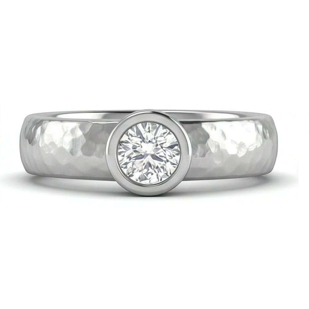 Taille Ronde Diamant bague en Or Blanc 14 Carats – vue principale