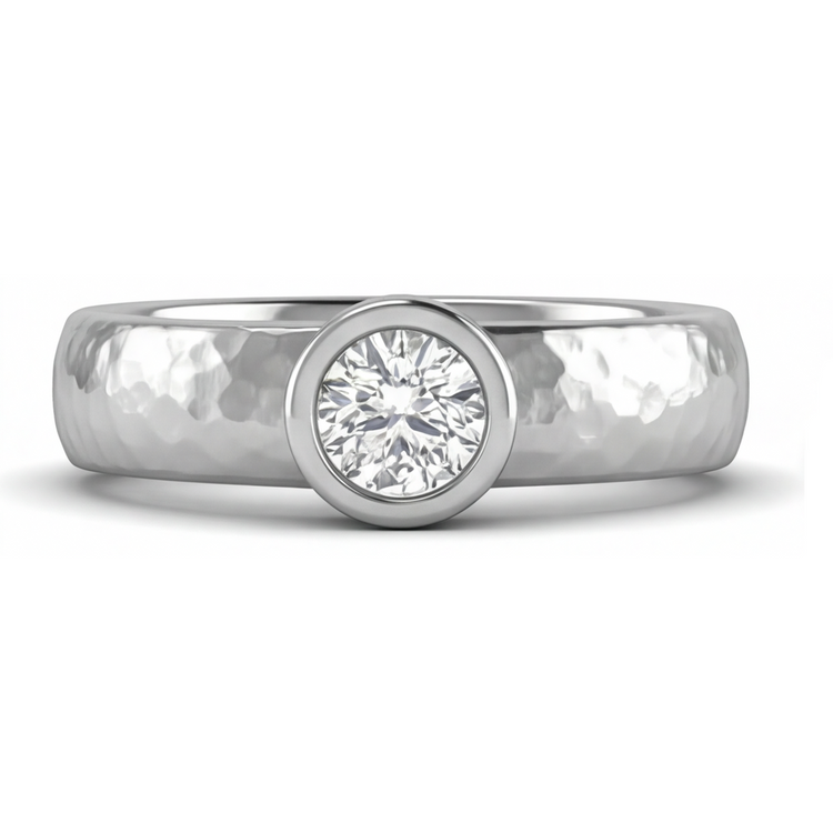 Taille Ronde Diamant bague en Or Blanc 14 Carats – vue principale