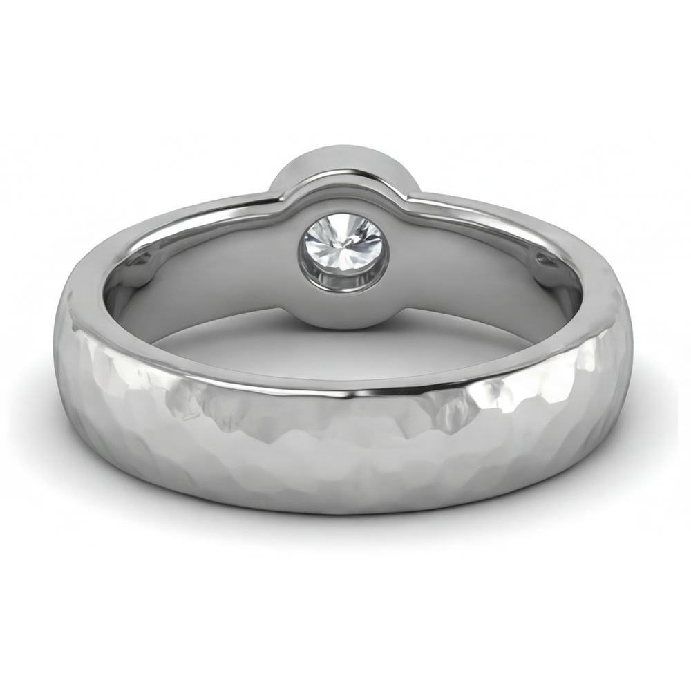 Taille Ronde Diamant bague en Or Blanc 14 Carats – vue arrière